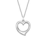 CARISSIMA Pendente da Donna in Oro Bianco 9 ct con Cuore da 12 x 17 mm su Collana a Maglia Curb in Oro Bianco 9 ct da 0,7 mm di Lunghezza 46 cm/18 Pollici