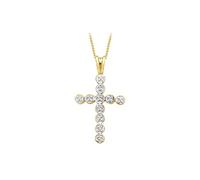 CARISSIMA Set orecchini e pendente a goccia semi-forati con taglio diamantato da donna in oro giallo 9 ct su collana curb, 46 cm