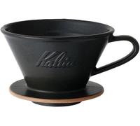 Carita - Dripper per caffè Mino Ware, alta ritenzione di calore, in ceramica da 2 a 4 persone, nero sabbia, #02107 Serie Wave, prodotto in Giappone, attrezzatura antigoccia, per 2 persone, per 4