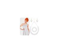 CARITATE Collana e orecchini Wilma Flintstone per Halloween: set di gioielli bianchi per adulti, set per la famiglia Fred e Wilma, accessori sexy da donna, in acrilico, senza pietre preziose