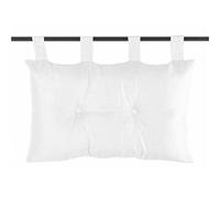 Caritex Cuscino Testata Letto Con Passanti a Strappo, Cuscino Testiera Letto Imbottito Con Fiocco di Poliestere, Montaggio Rapido, con Bottoni Decorativi 45x70 cm Modello Bea S809 (Bianco)