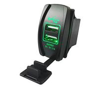 Carkio 12 V-24 V DC 3.1 A Dual LED USB Auto Alimentazione Porta Caricabatteria Presa Universale per Pannello Interruttore Rocker (verde)