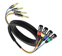 Carkio 4 canali XLR maschio a 1/4" TRS Snake Cables, 10ft 6.35mm Pro Audio Effects Snake for Live Live, Recording, Studio and Gigs - Patch, Amp, Mixer