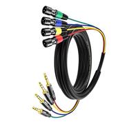 Carkio 4 canali XLR maschio a 1/4" TRS Snake Cables, 6ft 6.35mm Pro Audio Effects Snake for Live Live, Recording, Studios and Gigs - Patch, Amp, Mixer