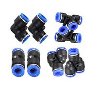 Carkio Air Tool Raccordi, 10 mm connettori pneumatici kit 2 gomiti+2 tee+2 dritti+2 splitter Quick Connect Raccordi in plastica Push to Connect Raccordi Combo kit - 8 pezzi