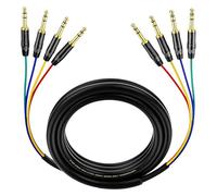 Carkio Cavo Snake a 4 canali, cavo audio 3ft 1/4", TRS to TRS Balanced 1/4" con connettori a colori per stage professionale, tastiera, amplificatore, altoparlante e live