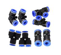 Carkio - Kit di raccordi ad aria compressa, 2 gomiti, 2 tee, 2 dritti, 2 splitter, raccordi rapidi in plastica, 8 pezzi