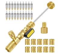 Carkio Kit di strumenti per la rimozione del nucleo della valvola, doppia misura SAE da 1/4" e 5/16" con 20 nuclei della valvola e 10 dadi in ottone, strumento di riparazione HVAC AC per sistemi di