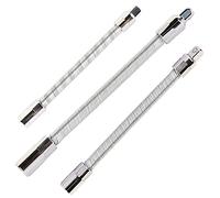 Carkio - Set di prolunghe flessibili per bussole da 1/4", 3/8", 1/2", in acciaio INOX, colore: argento, 3 pezzi