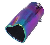 Carkio Terminali di scarico per auto, silenziatori a forma di cuore, universali, in acciaio inox, colore arcobaleno, colore dritto, 2,48 pollici, adatto per la maggior parte delle auto