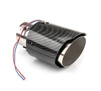 Carkio Terminali di scarico per auto, tubo di scappamento con punta a LED, fibra di carbonio, Racing Light, 64 mm, Inlet-Straight Style Blue Flame