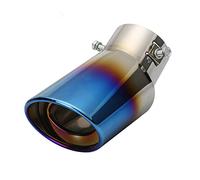 Carkio Tubo di scappamento in acciaio inox per auto, marmitta a punta, tubi in acciaio inox, colore blu, bruciato, universale, curvo, diametro 3,8-5 cm