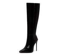 Carkuolary Womens Knee Stivali Alti Sexy Appuntito tacco a spillo High Heel Long Autunno Stivali Moda & Classico Dress Scarpe per donne Ragazze Le signore nero Numero 38.5