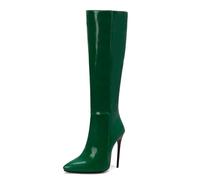 Carkuolary Womens Knee Stivali Alti Sexy Appuntito tacco a spillo High Heel Long Autunno Stivali Moda & Classico Dress Scarpe per donne Ragazze Le signore verde Numero 44