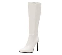 Carkuolary Womens Knee Stivali Alti Sexy Appuntito tacco a spillo High Heel Long Autunno Stivali Moda & Classico Dress Scarpe per donne Ragazze Le signore Bianco Numero 41.5