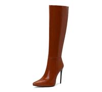 Carkuolary Womens Knee Stivali Alti Sexy Appuntito tacco a spillo High Heel Long Autunno Stivali Moda & Classico Dress Scarpe per donne Ragazze Le signore Dark Marrone Numero 37