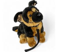 Carl Dick Cane Pastore tedesco con guinzaglio seduto, animale di peluche