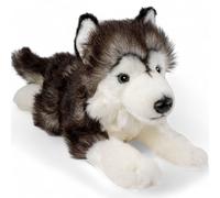 Carl Dick Husky Cane nero sdraiato, animale di peluche