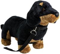 Carl Dick Peluche Cane, Bassotto nero con guinzaglio per cani, 30cm 3362