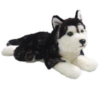 Carl Dick Husky Cane nero sdraiato, animale di peluche