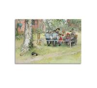 Carl Larsson, Colazione sotto la grande betulla, stampe artistiche, arte vintage, tela da parete, famosa stampa artistica su tela, poster decorativo da parete su tela e stampa artistica moderna per la