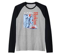 Carl Perkins Dance Album Retro Line-Art Ritratto Maglia con Maniche Raglan