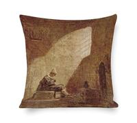 Carl Spitzweg - Mercoledì delle Ceneri (186) Germania - 17 x 22, stampa Fine Art - 1 federa in lino, tessuto per la casa 50 x 50 cm