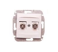 Carla 5901752639621 Presa Antenna Doppia TV Tipo F-F Senza Cornice Bianco 1787-10 Electro-Plast Guscio Elettrolitico