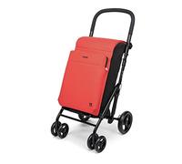 Carlett - Carrello della spesa, carrello da supermercato pieghevole, con 4 ruote e una grande capacità di 32 kg, borsa principale da 64 l, borsa termica da 12 l e tasca posteriore - Colore arancione