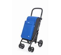 Carlett Carrello della Spesa Pieghevole 4 Ruote con Borsa Espandibile 50L, Borsa Termica 10L, Tessuto Impermeabile, Manico Regolabile, Freno di Sicurezza e Ruote Girevoli a 360°, Urban Quad, Blu