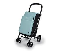 Carlett Carrello della Spesa Pieghevole 4 Ruote con Borsa Espandibile 62L, Borsa Termica 12L, Manico Regolabile, Freno di Sicurezza e Ruote Girevoli a 360°, Urban Family, Colore Verde
