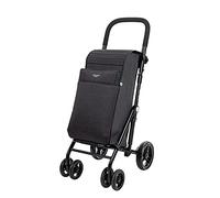 Carlett-Carrello della Spesa,Trolley da Supermercato Pieghevole,4 Ruote Resistenti alla Pioggia,grande Capacità di 25 kg, Borsa Principale da 36L, Borsa Termica da 7,5L e Tasca Posteriore-Colore Nero