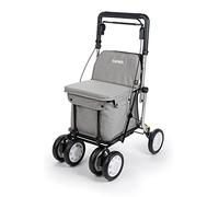 Carlett Deambulatore e Carrello con Sedile Integrato, Prodotto Medico Certificato UE, Manico Regolabile, Freno di Parcheggio e Ruote Regolabili a 3 Posizioni, Robusto, Comfort Assist, Grigio Chiaro