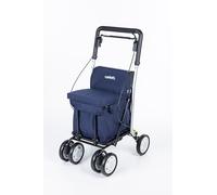 Carlett Deambulatore e Carrello con Sedile Integrato, Prodotto Medico Certificato UE, Manico Regolabile, Doppio Freno e Ruote Regolabili a 3 Posizioni, Leggero e Compatto, Comfort Move, Blu
