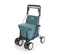 Carlett Deambulatore e Carrello con Sedile Integrato, Prodotto Medico Certificato UE, Manico Regolabile, Freno di Parcheggio e Ruote Regolabili a 3 Posizioni, Robusto, Comfort Assist, Verde