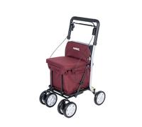 Carlett Deambulatore e Carrello con Sedile Integrato, Prodotto Medico Certificato UE, Manico Regolabile, Doppio Freno e Ruote Regolabili a 3 Posizioni, Leggero e Compatto, Comfort Move, Rosso