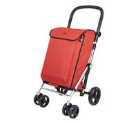 Carlett Pack Lite Family | Carrello per la spesa + gancio regalo | Carrello pieghevole | 4 ruote | Luce | Manubrio e freno regolabili | Borsa espandibile da 58 l | Borsa termica da 12 l | Rosso
