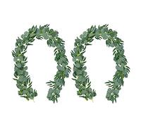 Carlgelrag Confezione da 10 6,5 Piedi Eucalipto Artificiale con Ghirlanda di Pianta di Vite Finta con Foglie Finto Dollaro D' Verde