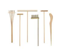Carlgelrag Mini Set di Attrezzi nel bambù con Rastrello da Giardino Giapponese, Kit di Giocattoli per La Terapia della Sabbia con Sabbia nel Legno per La Meditazione della Pace Spirituale