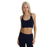 Carlheim Women's Active Wear Sports Bra Ribbed Panel-Rikke, Navy, Small
