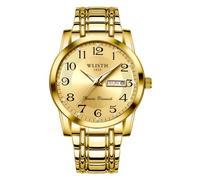 CARLIEN Orologio analogico da uomo, alla moda, color argento e oro, facile da leggere, impermeabile, a 2 tonalità, in acciaio inox, numeri arabi, classico, data, calendario, oro, nero, numero, Oro