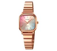 CARLIEN Orologio da donna di lusso, elegante, elegante, impermeabile, abbagliante, colorato, quadrante vibrante, cinturino in acciaio inox, analogico, al quarzo, cinturino impermeabile, Oro rosa