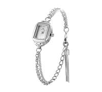 CARLIEN Orologio da polso analogico da donna, con quadrante rettangolare color argento e oro, con nappa, ultra sottile, impermeabile, al quarzo, casual, elegante, analogico, Argento, Moda, Lusso,