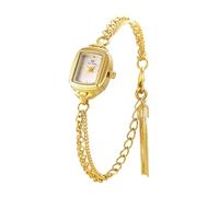 CARLIEN Orologio da polso analogico da donna, con quadrante rettangolare color argento e oro, con nappa, ultra sottile, impermeabile, al quarzo, casual, elegante, analogico, Oro bianco, Moda, Lusso,