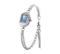CARLIEN Orologio da polso analogico da donna, con quadrante rettangolare color argento e oro, con nappa, ultra sottile, impermeabile, al quarzo, casual, elegante, analogico, Argento blu, Moda, Lusso,