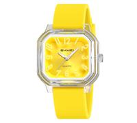 CARLIEN Orologio da polso da donna, alla moda, al quarzo, trasparente, con quadrante grande, cinturino in morbido silicone, facile da leggere, impermeabile, casual, leggero, sportivo, Giallo, Alla