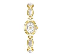CARLIEN Orologio da polso da donna, elegante, elegante, elegante, elegante, al quarzo, con numeri arabi, color oro e argento, A Oro Bianco, Moda, Vintage, Lusso
