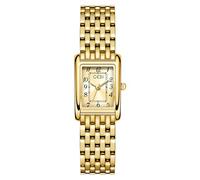CARLIEN Orologio da polso da donna, in oro e argento, vintage, alla moda, con numeri arabi rettangolari, cinturino in acciaio inox, cinturino di lusso, strumento di regolazione incluso, Oro, Vintage