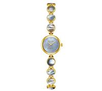 CARLIEN Orologio da polso da donna Petite Luxury Diamond Pearl Dial rotondo analogico al quarzo elegante carino vestito da donna impermeabile bracciale orologio da polso, Oro e nero., Alla moda