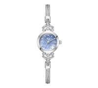 CARLIEN Orologio da polso da donna, piccolo, elegante, semplice, di lusso, con quadrante in perle e strass, leggero, in lega di acciaio, cinturino a rete, alla moda, Argento blu, Moda, Lusso, Elegante